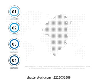 Grönländische Karte der Punkte Grau für die Präsentation. Kreatives Konzept für Infografik.