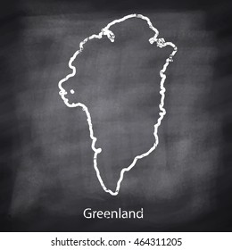 Greenland map drawn with chalk on blackboard background