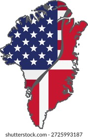 Greenland map and flag.. vector