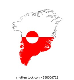 Greenland map and flag in white background