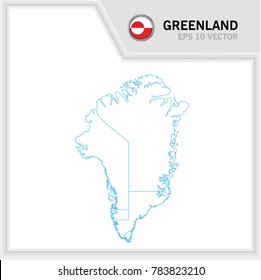 Greenland map and flag in white background