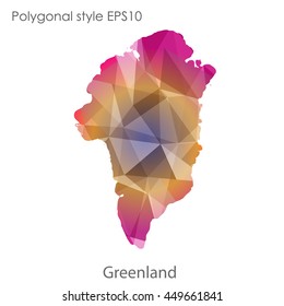 Greenland map in geometric polygonal style.Abstract gems triangle,modern design background. Vector illustration EPS10