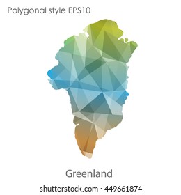 Greenland map in geometric polygonal style.Abstract gems triangle,modern design background. Vector illustration EPS10