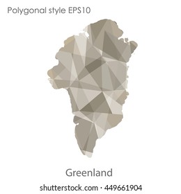 Greenland map in geometric polygonal style.Abstract gems triangle,modern design background. Vector illustration EPS10