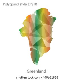 Greenland map in geometric polygonal style.Abstract gems triangle,modern design background. Vector illustration EPS10