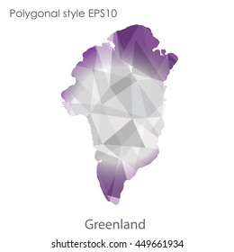 Greenland map in geometric polygonal style.Abstract gems triangle,modern design background. Vector illustration EPS10