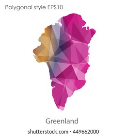 Greenland map in geometric polygonal style.Abstract gems triangle,modern design background. Vector illustration EPS10