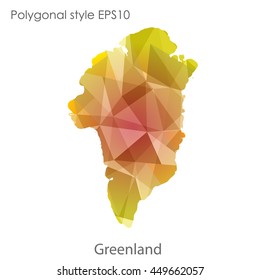 Greenland map in geometric polygonal style.Abstract gems triangle,modern design background. Vector illustration EPS10