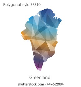 Greenland map in geometric polygonal style.Abstract gems triangle,modern design background. Vector illustration EPS10