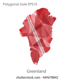 Greenland map in geometric polygonal style.Abstract gems triangle,modern design background. Vector illustration EPS10