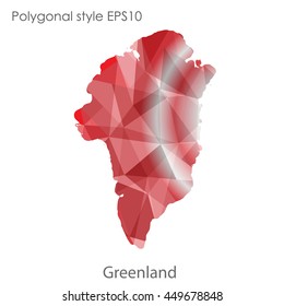 Greenland map in geometric polygonal style.Abstract gems triangle,modern design background. Vector illustration EPS10