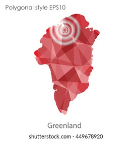 Greenland map in geometric polygonal style.Abstract gems triangle,modern design background. Vector illustration EPS10