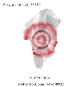 Greenland map in geometric polygonal style.Abstract gems triangle,modern design background. Vector illustration EPS10