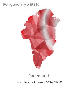Greenland map in geometric polygonal style.Abstract gems triangle,modern design background. Vector illustration EPS10