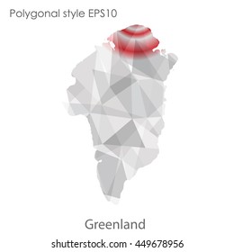 Greenland map in geometric polygonal style.Abstract gems triangle,modern design background. Vector illustration EPS10
