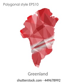 Greenland map in geometric polygonal style.Abstract gems triangle,modern design background. Vector illustration EPS10