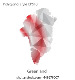 Greenland map in geometric polygonal style.Abstract gems triangle,modern design background. Vector illustration EPS10