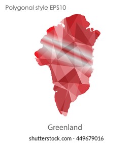 Greenland map in geometric polygonal style.Abstract gems triangle,modern design background. Vector illustration EPS10