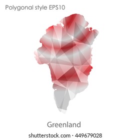 Greenland map in geometric polygonal style.Abstract gems triangle,modern design background. Vector illustration EPS10