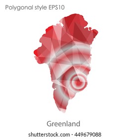 Greenland map in geometric polygonal style.Abstract gems triangle,modern design background. Vector illustration EPS10