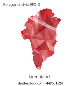 Greenland map in geometric polygonal style.Abstract gems triangle,modern design background. Vector illustration EPS10