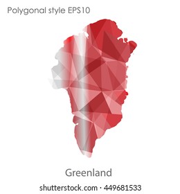 Greenland map in geometric polygonal style.Abstract gems triangle,modern design background. Vector illustration EPS10