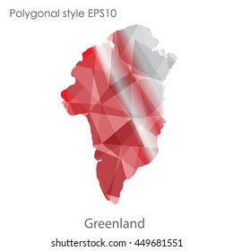 Greenland map in geometric polygonal style.Abstract gems triangle,modern design background. Vector illustration EPS10