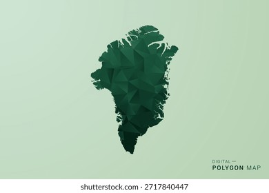 Greenland Map - Green Polygon Style Vector Illustration, Low Poly Geometric Design with Clean Silhouette on soft green Background.