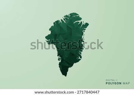 Greenland Map - Green Polygon Style Vector Illustration, Low Poly Geometric Design with Clean Silhouette on soft green Background.