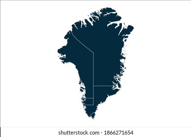 greenland map High Detailed on white background.