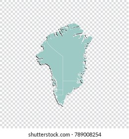 Greenland map - High detailed pastel color map of Greenland. Greenland map isolated on transparent background. Vector illustration eps 10.