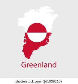 Greenland Map icon. Official vector Greenland map in colors of the flag isolated on white background