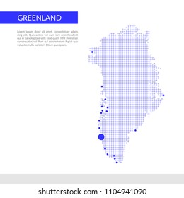 Greenland map infographics background, blue grid and dots.
