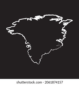 Grönland Karte Linie Symboldesign, weißes Kreide. Zeichne ein Bild an die Tafel.