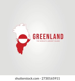 Projeto de ilustração do vetor do logotipo do mapa da Groenlândia com sua bandeira e título.