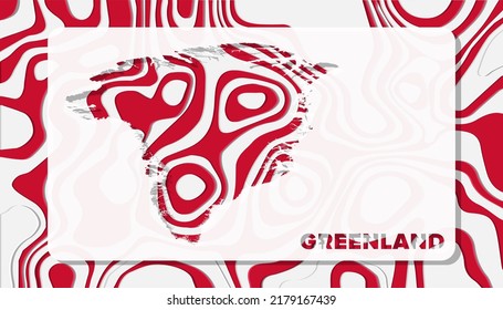 Greenland Map with Paper Cut Waves Background Shape perfect for Greeting Card, Desktop Wallpaper, and Banner