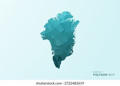 Karte von Grönland - Vektorgrafik im Polygonstil in blaugrünem Low-Poly-Design, moderne minimale Silhouette.