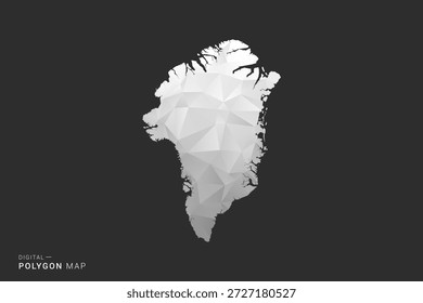 Mapa de Groenlandia - Ilustración vectorial de estilo polígono en diseño geométrico de bajo poli negro, gris y blanco, silueta mínima, aislado para infografía.