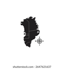 greenland map with regions isolated on white background. Map of greenland. Vector illustration