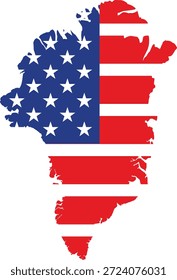 mapa da gronelândia com ícone de bandeira dos eua