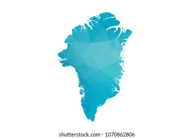 Greenland map vector illustration in polygonal style,Low poly design on white background
