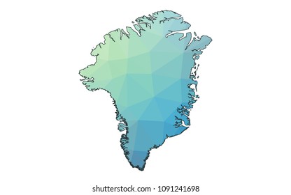 Greenland map vector illustration in polygonal style,Low poly design on white background