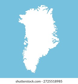 Ilustração vetorial do mapa da Groenlândia. Silhueta da ilha da Groenlândia - um território ártico autônomo da Dinamarca.