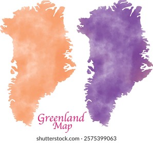 Greenland Map Vector Illustration, watercolor Greenland Map,  Greenland Watercolor Map Stock Vectors and Vector Art