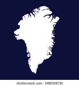Greenland map vector. white color on blue background.
