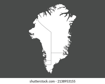 Greenland map vector, white color, Isolated on gray background