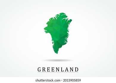 Greenland Map - World Map International vector template, low polygon style with green color isolated on white background - Vector illustration eps 10