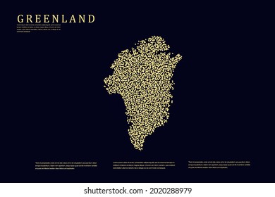 Mapa de Groenlandia - Mapa Mundial Planilla vectorial internacional con rejilla de oro sobre fondo oscuro para banner, sitio web, infografía, educación - Ilustración vectorial eps 10