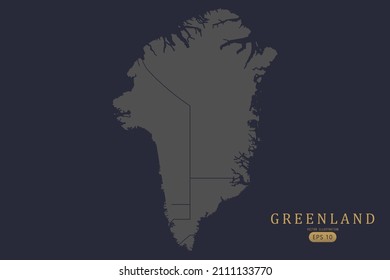 Greenland Map - World Map International vector template with High detailed including grey and black outline color isolated on black background - Vector illustration eps 10