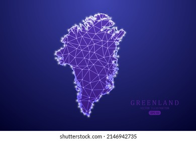 Grönland-Karte - Weltkarte-Vorlage für internationale Vektorgrafiken mit violetter Mash-Linie, Punktwaage und Polygonstil einzeln auf violettem Hintergrund - Vektorgrafik10